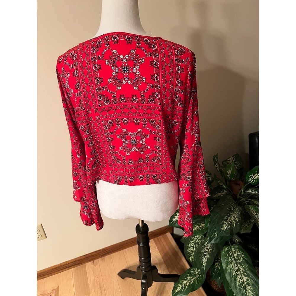 Altar'd State Red Patterned Blouse - Picture 4 of 6